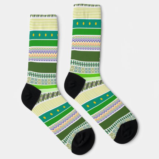 Farbige Farbtöne, grafische Streifen Socken (Rechts)