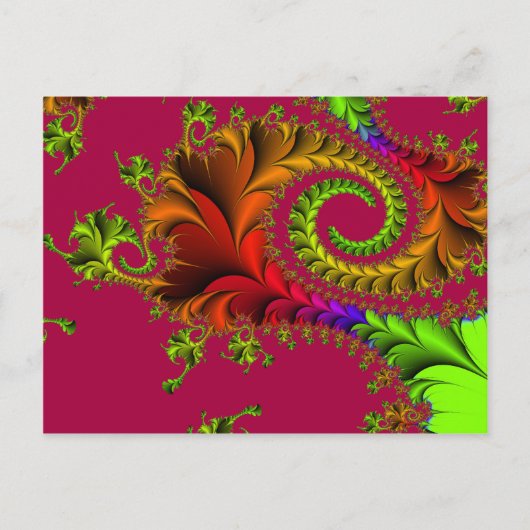 Farbige Feathery-Fraktal-Wirbel Postkarte (Vorderseite)
