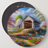 Farbige Feder/blumenüberdachte Brücke & Fluss Button (Vorne & Hinten)