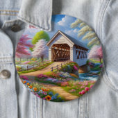 Farbige Feder/blumenüberdachte Brücke & Fluss Button (Beispiel)