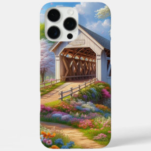 Farbige Feder/blumenüberdachte Brücke & Fluss iPhone 16 Pro Max Hülle