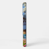 Farbige Feder/blumenüberdachte Brücke & Fluss iPhone Hülle (Linke Seite)