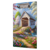 Farbige Feder/blumenüberdachte Brücke & Fluss Klemmbrett (Links)
