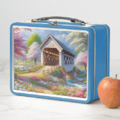 Farbige Feder/blumenüberdachte Brücke & Fluss Metall Brotdose (Beispiel)