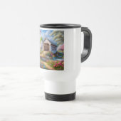 Farbige Feder/blumenüberdachte Brücke & Fluss Reisebecher (VorderseiteRechts)