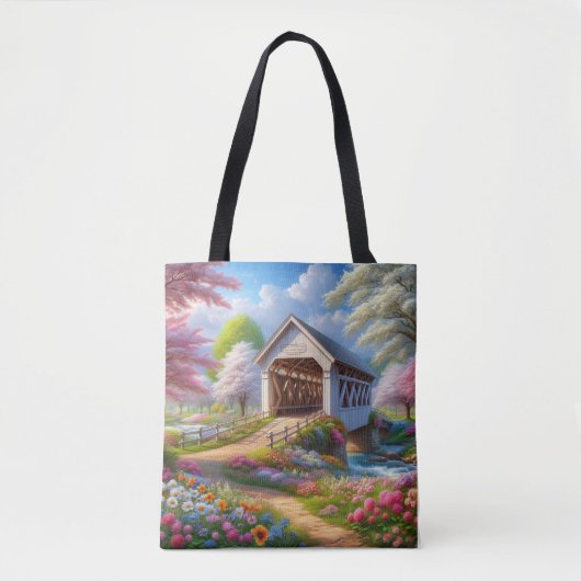 Farbige Feder/blumenüberdachte Brücke & Fluss Tasche (Vorderseite)