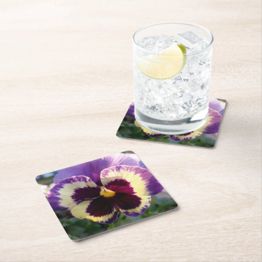 farbige Feder Pansy Rechteckiger Pappuntersetzer (Vor Ort)