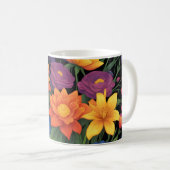 Farbige Federblumen-Gestaltung Kaffeetasse (VorderseiteRechts)