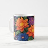 Farbige Federblumen-Gestaltung Kaffeetasse (Vorderseite Links)