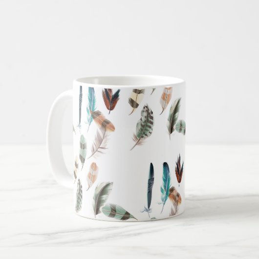 Farbige Federn Kaffeetasse (Vorderseite Links)