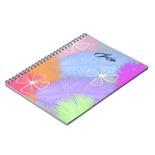 Farbige Federn mit Namen, Notizblock (Linke Seite)