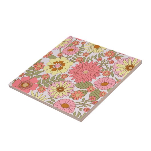 Farbige, feine Blumenmuster Rosa Blume Fliese (Seite)