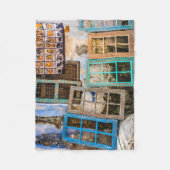 Farbige Fensterrahmen Fleecedecke (Vorderseite)