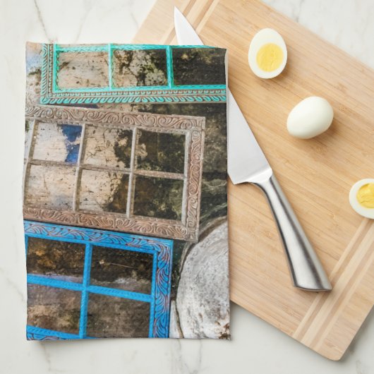 Farbige Fensterrahmen Geschirrtuch (Viertel Falte)