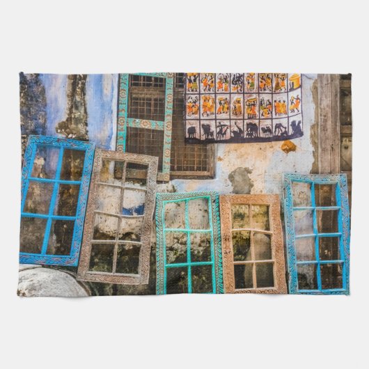 Farbige Fensterrahmen Geschirrtuch (Horizontal)