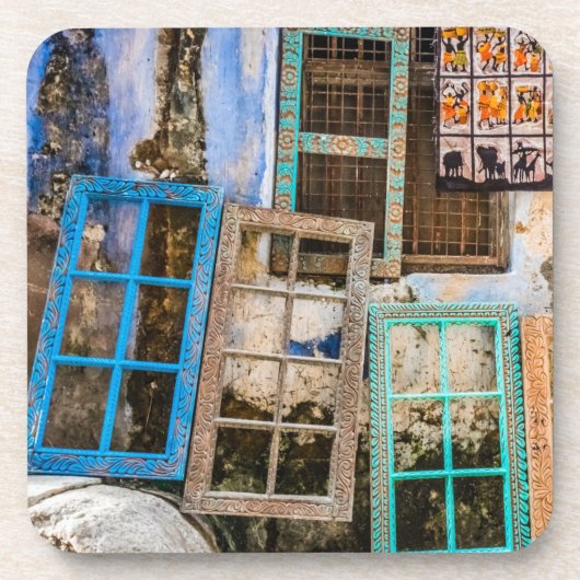 Farbige Fensterrahmen Getränkeuntersetzer (Vorderseite)