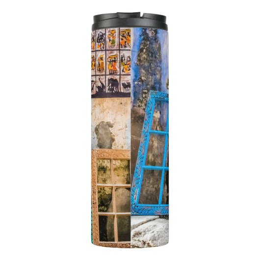 Farbige Fensterrahmen Thermosbecher (Rückseite)