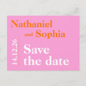 Farbige, fett rosa orangefarbene Typografie Save t Postkarte (Vorderseite)