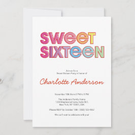Farbige Fettart Sweet 16 Party Einladung