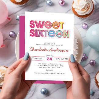 Farbige Fettart Sweet 16 Party Einladung