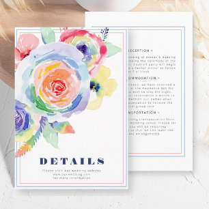 Farbige, fette Blume LGBTQ Hochzeitdetails Begleitkarte