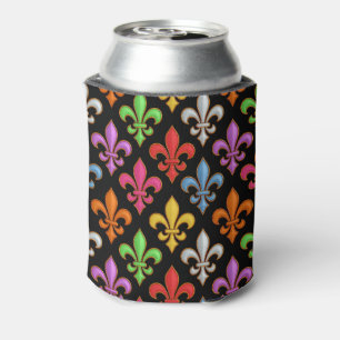 Farbige Fette Fleur-de-lis-Blumen Schwarz Dosenkühler