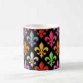 Farbige Fette Fleur-de-lis-Blumen Schwarz  Kaffeetasse (Mittel)