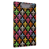 Farbige Fette Fleur-de-lis-Blumen Schwarz Klemmbrett (Rechts)