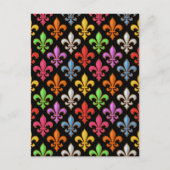 Farbige, fette Fleur-de-lis-Blumen Schwarz  Postkarte (Vorderseite)