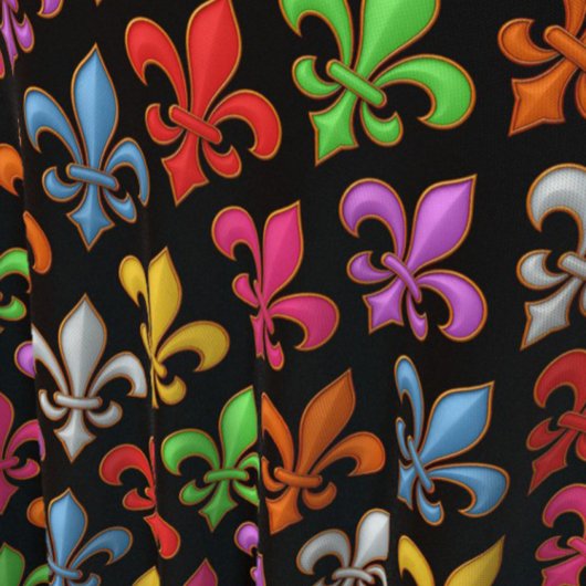 Farbige Fette Fleur-de-lis-Blumen Schwarz Stoff