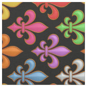 Farbige Fette Fleur-de-lis-Blumen Schwarz Stoff (Nahaufnahme)
