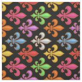 Farbige Fette Fleur-de-lis-Blumen Schwarz Stoff (Muster)