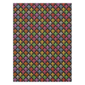 Farbige Fette Fleur-de-lis-Blumen Schwarz  Tischdecke (Vorderseite)
