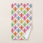 Farbige Fette Fleur-de-lis-Blumen Weiß Badhandtuch Set (Handtuch)