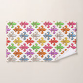 Farbige Fette Fleur-de-lis-Blumen Weiß Badhandtuch Set (Handtuch)