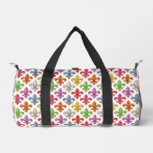 Farbige Fette Fleur-de-lis-Blumen Weiß Duffle Bag (Vorderseite)