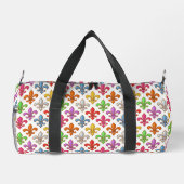 Farbige Fette Fleur-de-lis-Blumen Weiß Duffle Bag (Rückseite)