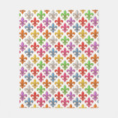 Farbige Fette Fleur-de-lis-Blumen Weiß Fleecedecke (Vorderseite)