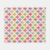 Farbige Fette Fleur-de-lis-Blumen Weiß Fleecedecke (Vorderseite (Horizontal))