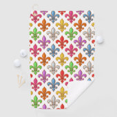 Farbige Fette Fleur-de-lis-Blumen Weiß Golfhandtuch (Insitu)