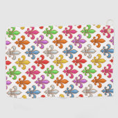 Farbige Fette Fleur-de-lis-Blumen Weiß Golfhandtuch (Horizontal)