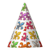 Farbige Fette Fleur-de-lis-Blumen Weiß Partyhütchen (Rückseite)