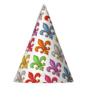 Farbige Fette Fleur-de-lis-Blumen Weiß Partyhütchen (Links)