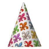 Farbige Fette Fleur-de-lis-Blumen Weiß Partyhütchen (Rechts)