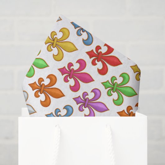 Farbige Fette Fleur-de-lis-Blumen Weiß Seidenpapier (Geschenktüte)