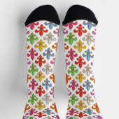 Farbige Fette Fleur-de-lis-Blumen Weiß Socken (Oben)
