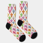 Farbige Fette Fleur-de-lis-Blumen Weiß Socken (Rechts)