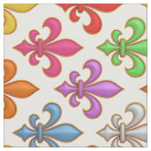 Farbige Fette Fleur-de-lis-Blumen Weiß Stoff (Nahaufnahme)
