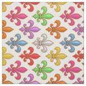 Farbige Fette Fleur-de-lis-Blumen Weiß Stoff (Muster)