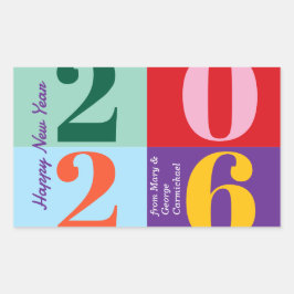 Farbige Fette Jahresblöcke Neujahrsparty Rechteckiger Aufkleber